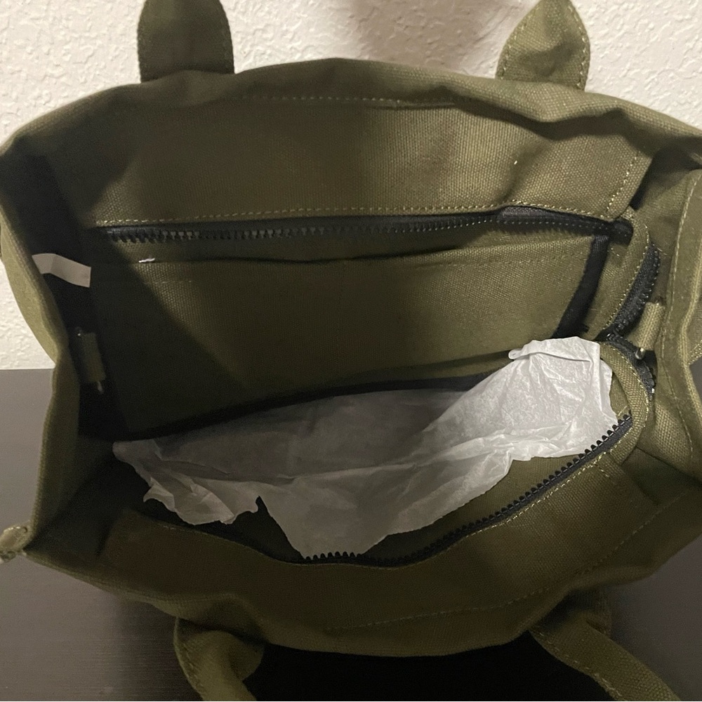 Olive Green Canvas Duffel Tote Bag with Removable Strap - Picture 2 of 4